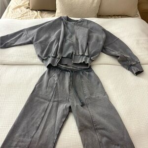 distressed gray zara sweatsuit